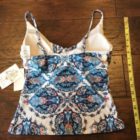 NWT BECCA Naples Tie Front Tankini Swim Top - Picture 7 of 8